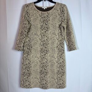 Tyler Boe Snake Print Knit Shift Dress XS Pockets Reptile Animal Print